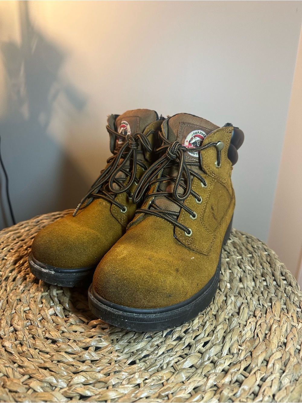 Men's 10 Wide Brahma Walmart Brown Suede Lace-Up Work Boots